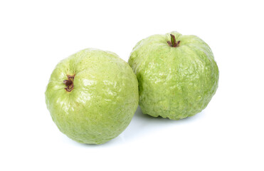 The Fresh green Guava fruit on white background