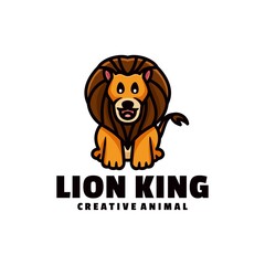 Vector Logo Illustration Lion King Simple Mascot Style.