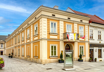 Family house of Karol Wojtyla, later Pope John Paul II, presently Holy Father Family Home Museum at market square in Wadowice in Lesser Poland region - 421176138