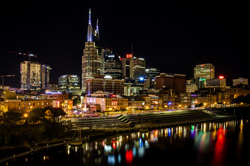 A Vertical Nashville, Tennessee city center at night