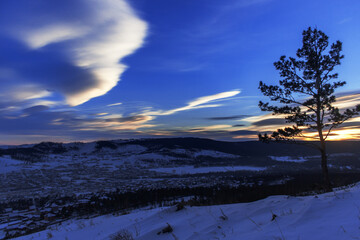sunset in the mountains