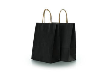 Black paper bags isolated on white background