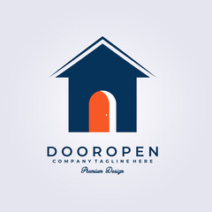 door shop, company, business, store logo home made, house vector illustration design