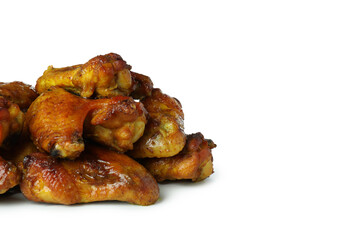Baked chicken wings isolated on white background