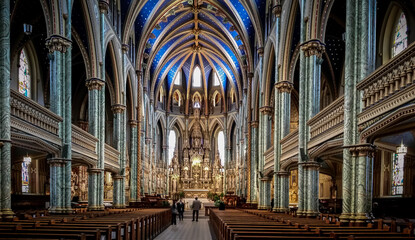 Interior of Notre-Dame Cathedral Basilica, Ottawa, Ontario, Travel to Canada