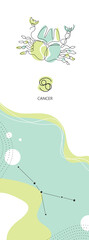 Zodiac background. Cancer constellation. One line. Minimalistic graphics