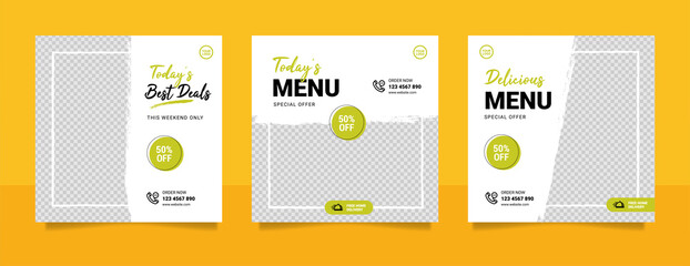 Food social media post and promotion banner design template
