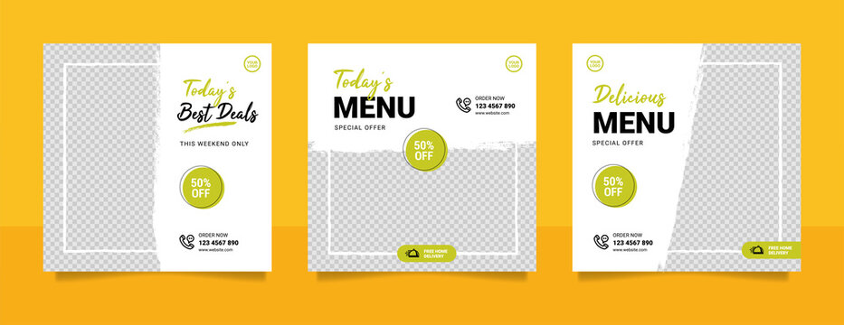 Food Social Media Post And Promotion Banner Design Template