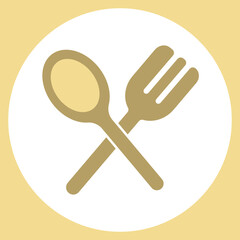 fork and spoon cutlery logo for eatery or cook shop, food icon vector illustration