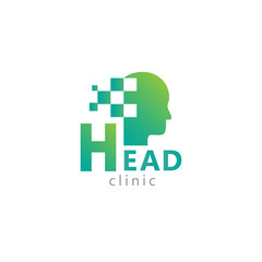 Logo head digital medical clinic man health vector