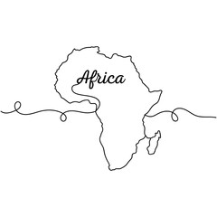 Continuous one line drawing of Africa map. Minimal style. Perfect for cards, party invitations, posters, stickers, clothing.