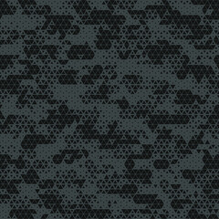 Digital dotted triangle geometric camouflage seamless pattern. Abstract modern geometric endless military pixel camo texture for fabric and fashion print background. Vector illsutration.