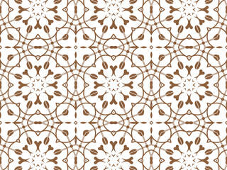 Geometric Seamless Ornament Abstract Pattern Brown and White. Wallpaper Geometric Tile Digital Paper for Print and Background.