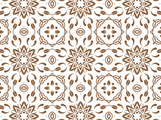 Geometric Seamless Ornament Abstract Pattern Brown and White. Wallpaper Geometric Tile Digital Paper for Print and Background.