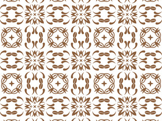 Geometric Seamless Ornament Abstract Pattern Brown and White. Wallpaper Geometric Tile Digital Paper for Print and Background.