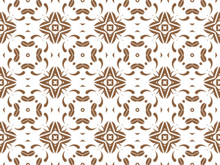 Geometric Seamless Ornament Abstract Pattern Brown and White. Wallpaper Geometric Tile Digital Paper for Print and Background.