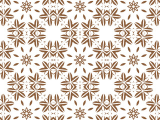 Geometric Seamless Ornament Abstract Pattern Brown and White. Wallpaper Geometric Tile Digital Paper for Print and Background.