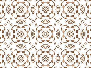 Geometric Seamless Ornament Abstract Pattern Brown and White. Wallpaper Geometric Tile Digital Paper for Print and Background.