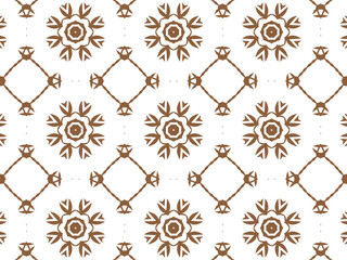 Geometric Seamless Ornament Abstract Pattern Brown and White. Wallpaper Geometric Tile Digital Paper for Print and Background.