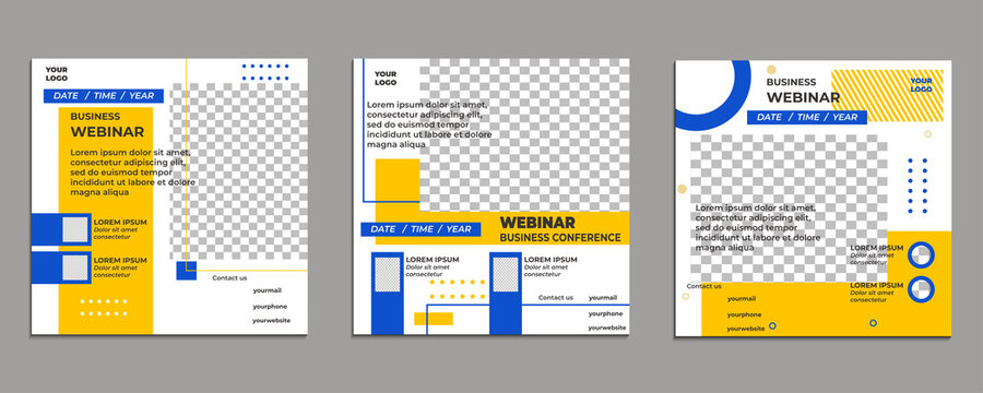 Set of webinar social media post templates for concept design. Suitable for social media post template, Webinar, Seminar, daring banner, online education, marketing, flyer, ads, etc.