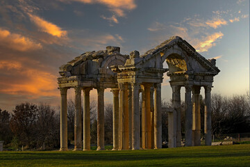 Fototapeta na wymiar (Turkey - Aydın - Geyre) The ancient city of Aphrodisias '', which is on the UNESCO list, reflects the Greek-Roman architectural and urban characteristics.
