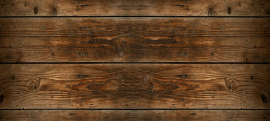 Fototapeta na wymiar old brown rustic dark grunge wooden texture - wood background banner 