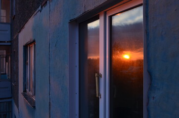 sunset in window  