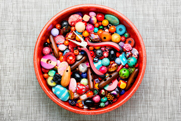 Bead jewelry making,multicolored beads.