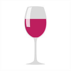 Glass of red wine. Isolated vector illustration on white background.