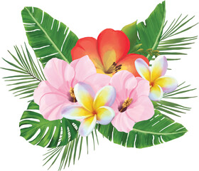 Tropic Flowers Bouquet Summer illustration