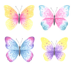Fototapeta na wymiar Watercolor Butterflies Set