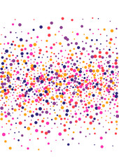 Orange Dust Round Texture. Circle Burst Wallpaper. Multicolor Dot Isolated. Confetti Yellow Event Frame. Fun Illustration.