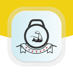 Fitness education design with dumbbell icon. Physical fitness vector logo design.