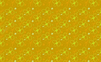 Background with green, yelow, orange and white flowers for print or texture