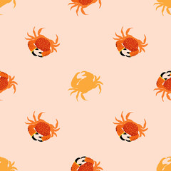 Red crabs seamless pattern design