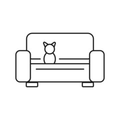 Bedroom furniture linear icon.  Home furnishings. Interior design. Silhouette symbol on white space. Vector isolated illustration. Editable stroke