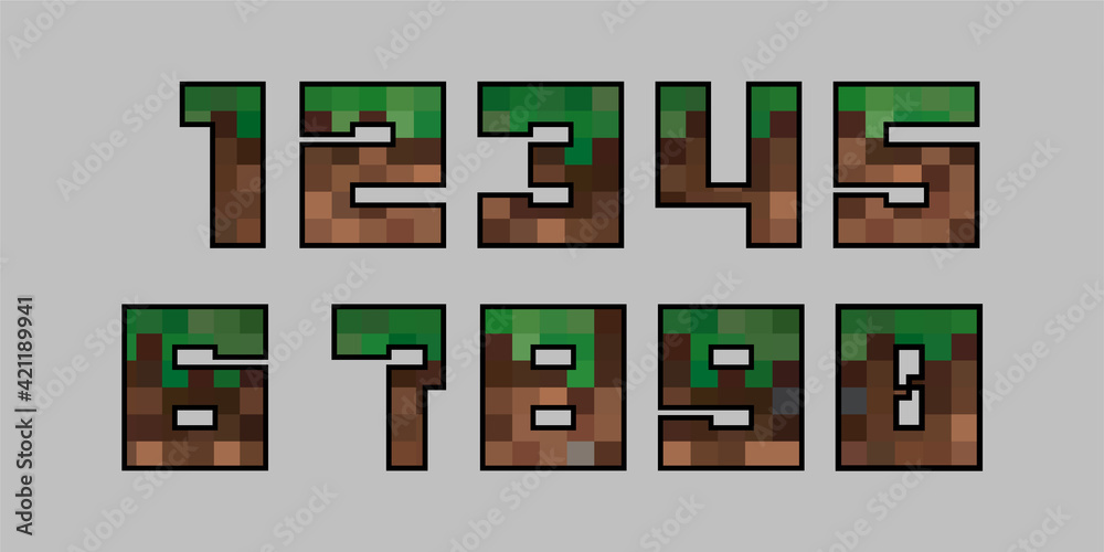 Fototapete numbers in the style of a computer game. a set of numbers for your text. 8-bit style ready set