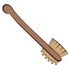 Bath wooden brush with massager. Bath accessories on a white background.