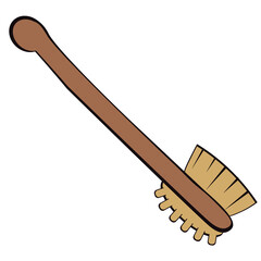 Bath wooden brush with massager. Bath accessories on a white background.