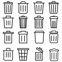 Trash can vector icon set. garbage illustration sign collection. basket symbol or logo.