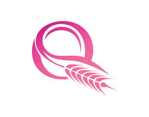 Wheat Grain Initial Logo Letter Q