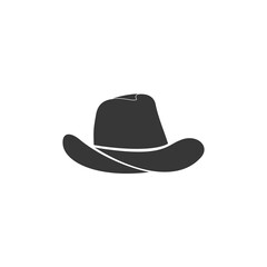 cowboy hat icon - white vector illustration with shadow on gray background icon