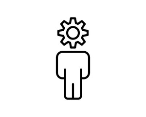 Brain creativity line icon. Head with gears. SEO engine optimization. Creative idea. Intellect technology Business solution. Artificial intelligence. Editable stroke Vector illustration design EPS 10