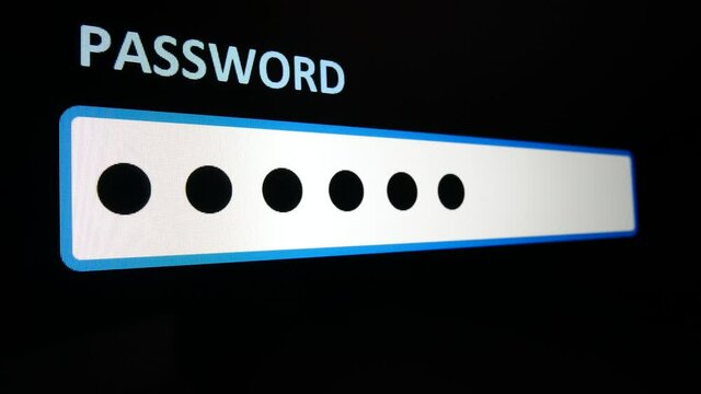 Inserting password and flashing "access denied" message. Perspective view on black background. To secure personal digital data, information and identity, a password management system is appropriate