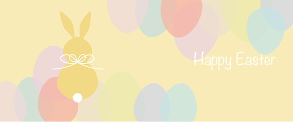 Easter concept. Decorative easter eggs with a bunny icon on white background. Easter illustration for web event, banner and design. イースターイラスト、イースターエッグとうさぎちゃんイラスト