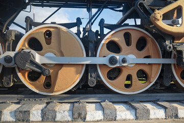 Wheels of an old Soviet steam locomotive