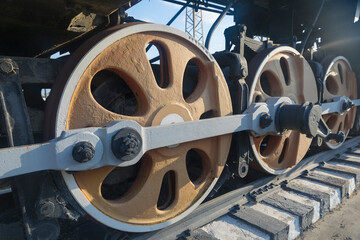 Wheels of an old Soviet steam locomotive