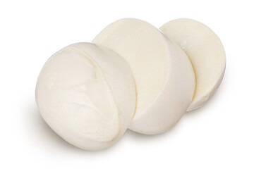 Fototapeta na wymiar Mozzarella cheese sliced isolated on white background with clipping path and full depth of field