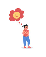 Annoyed girl flat color vector detailed character. Angry daughter. Hateful thought. Kid upset. Aggressive expression. Conflict isolated cartoon illustration for web graphic design and animation
