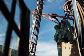 angel during repairs on the dome of St. Isaac's Cathedral